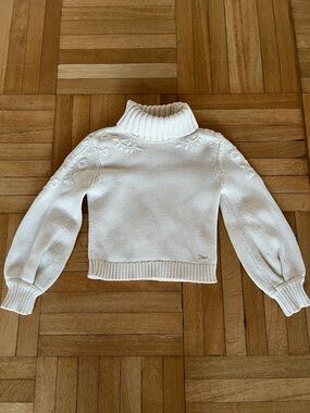 Chloe Girls Ivory Chunky Turtleneck Cable Knit Sweater